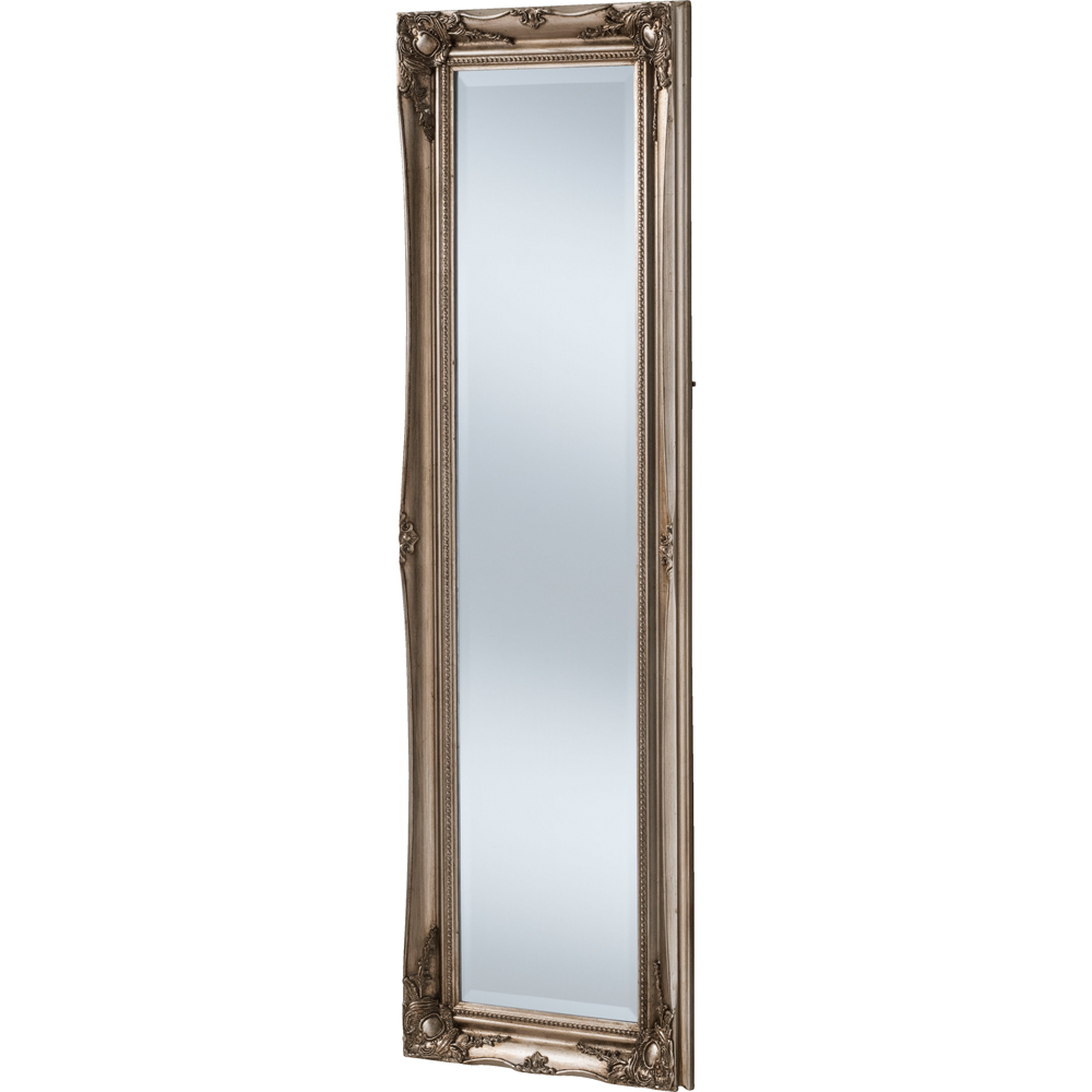 Yearn Silver French Style Carved Narrow Bevelled Mirror 135 x 45cm