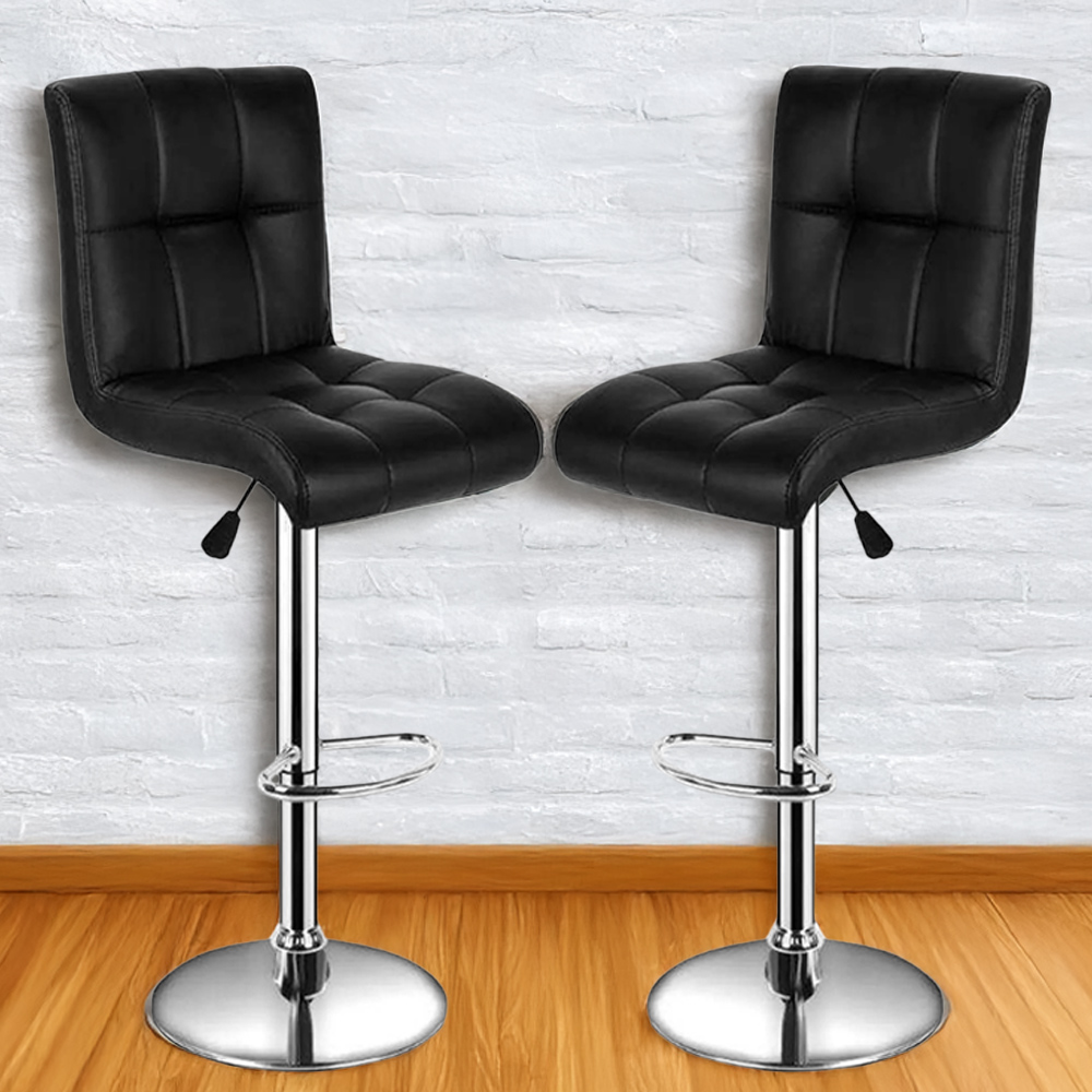 Gr8 Home Black Faux Leather Swivel Bar Stool Set of 2