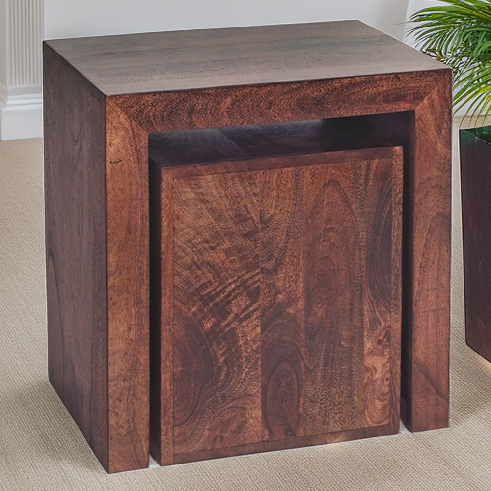 Brooklyn Nihash Toko Cubed Dark Mango Nest of Tables Set of 2