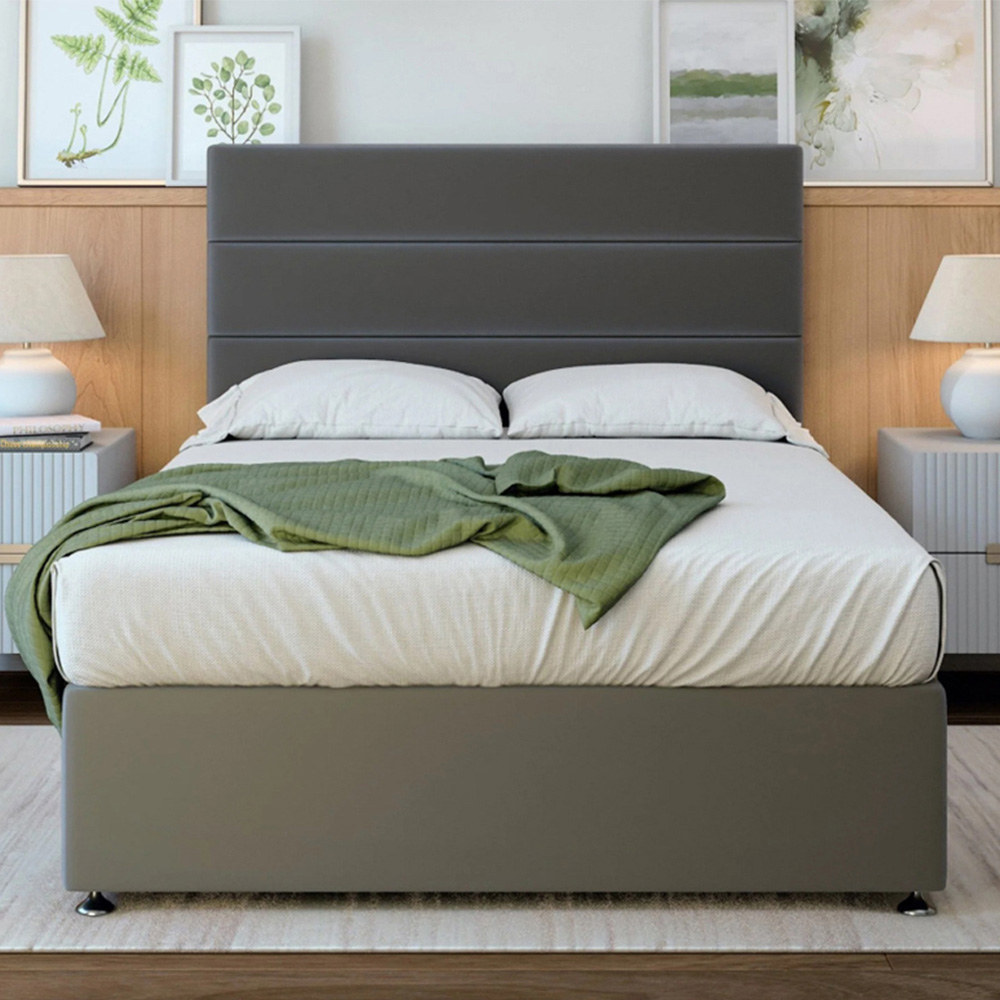 Bedmaster Small Double Graphite Plush Velvet Divan Base - Grey
