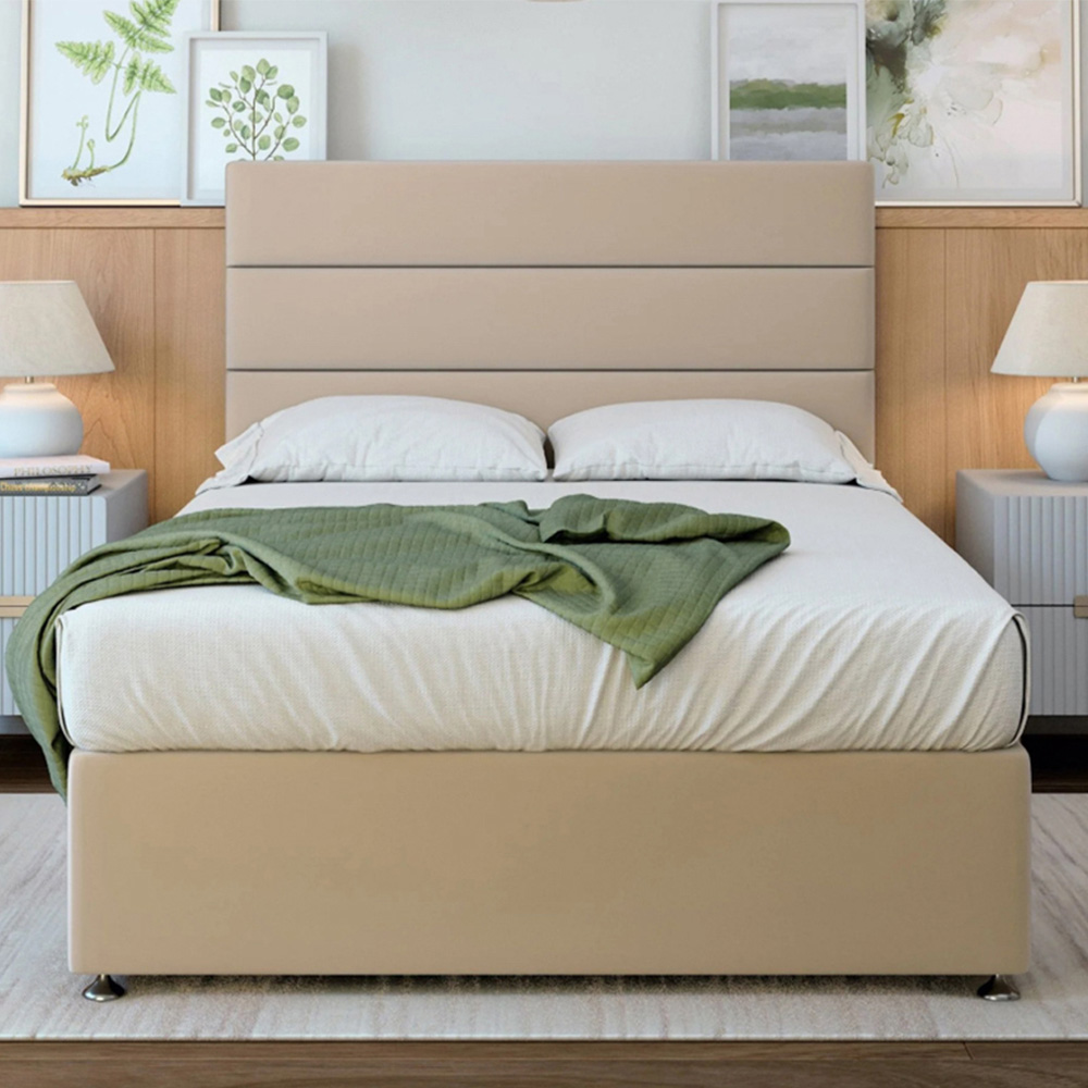 Bedmaster Small Double Divan Base - Natural Plush Velvet - Platform Top