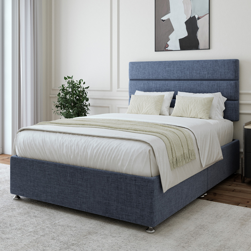 Bedmaster Double Midnight Linen Divan Base - Blue - Divan Bed Base