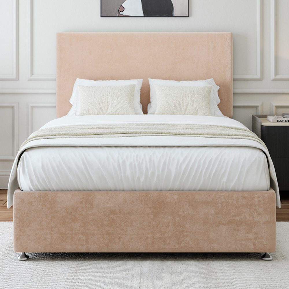 Bedmaster Small Double Mink Naples Linen Divan Base - Valencia Headboard - Brown