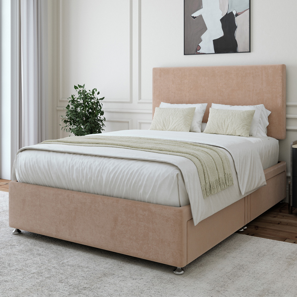 Bedmaster Double Naples Linen 4 Drawer Divan Base with Valencia Headboard - Brown