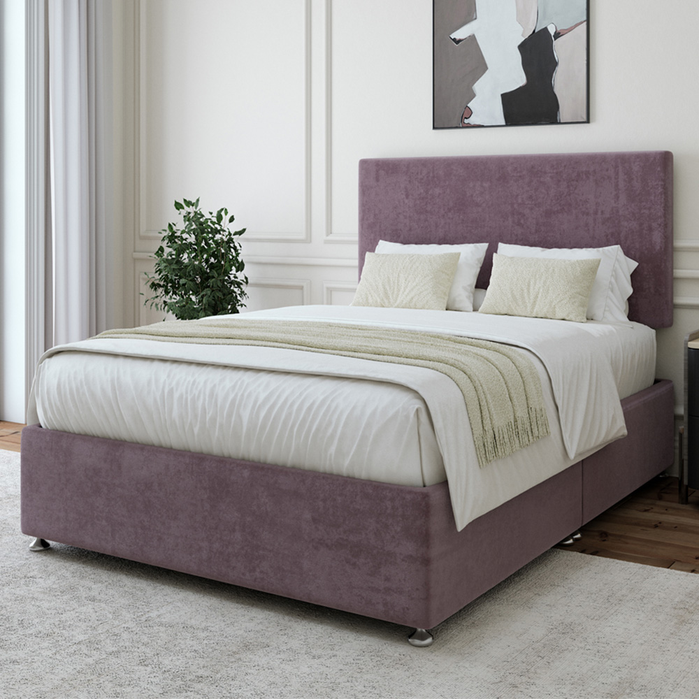 Bedmaster Single Mauve Naples Linen Divan Base - Valencia Headboard