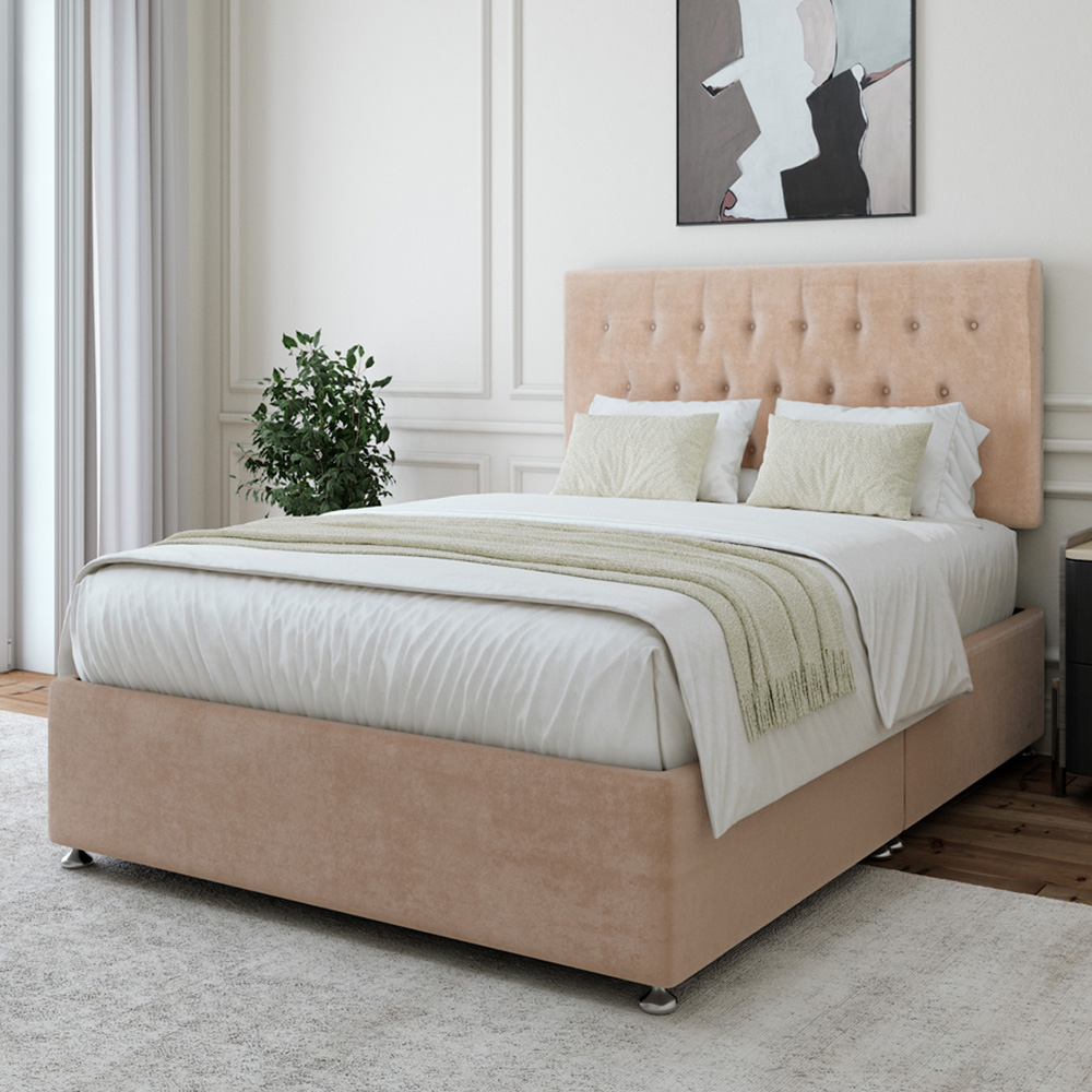Bedmaster Small Double Naples Divan Base with Lona Headboard - Mink Linen
