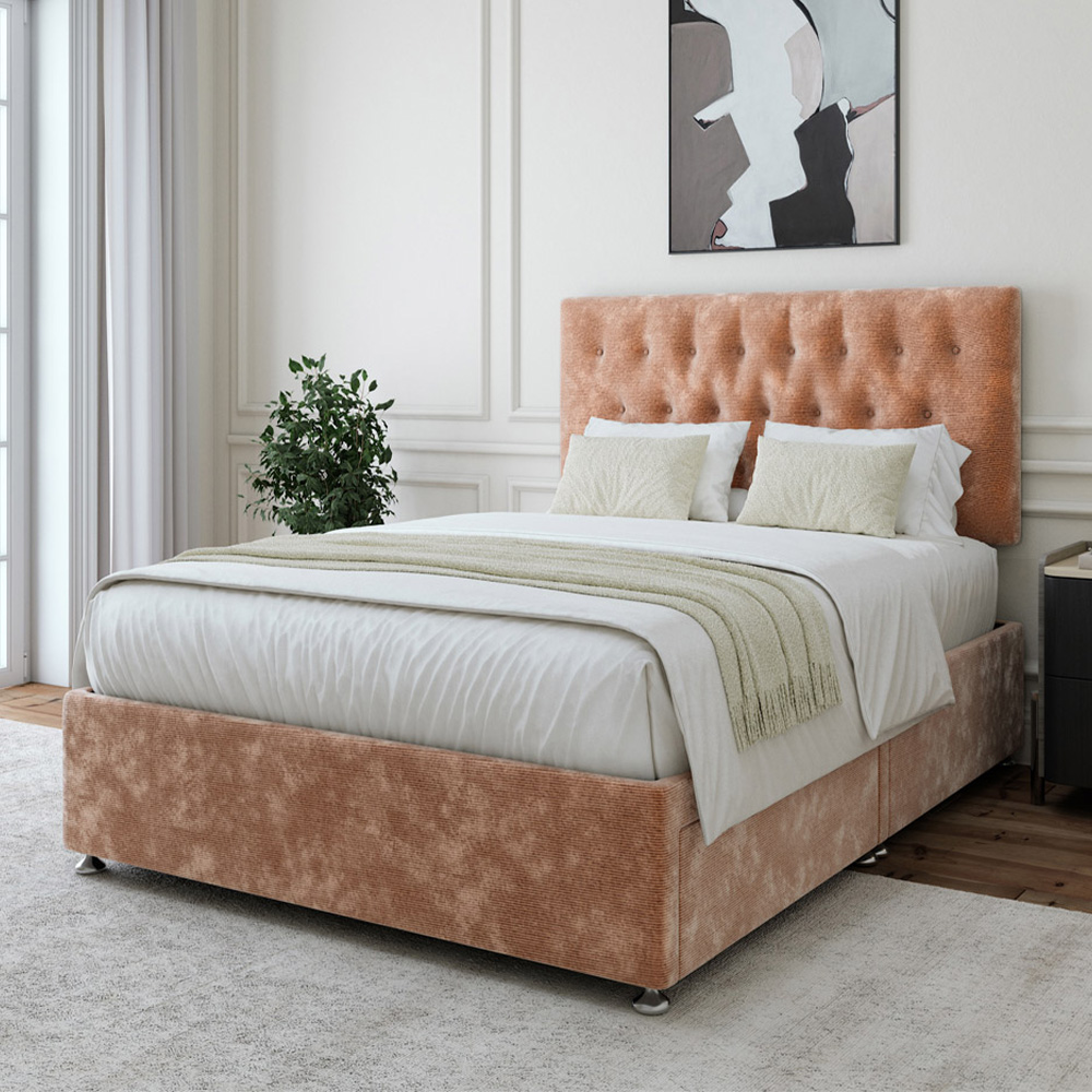 Bedmaster Cream Double Mink Chenille 2 Drawer Divan Base Small