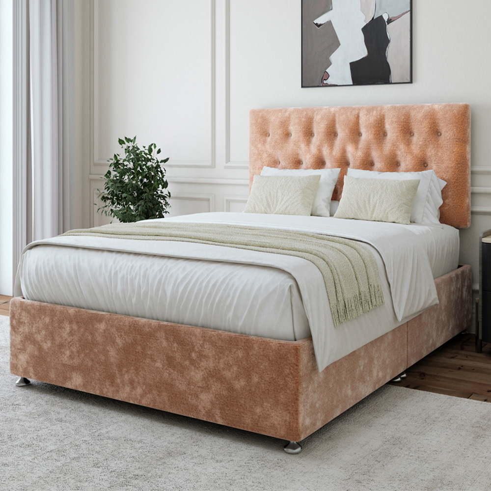 Bedmaster Cream Double Mink Chenille Divan Base With Lona Headboard