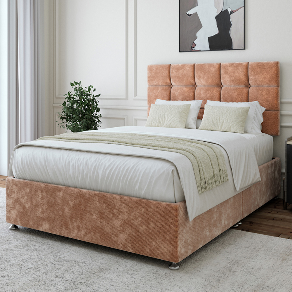 Bedmaster Cream Double Mink Chenille Divan Base With Pearl Headboard Small