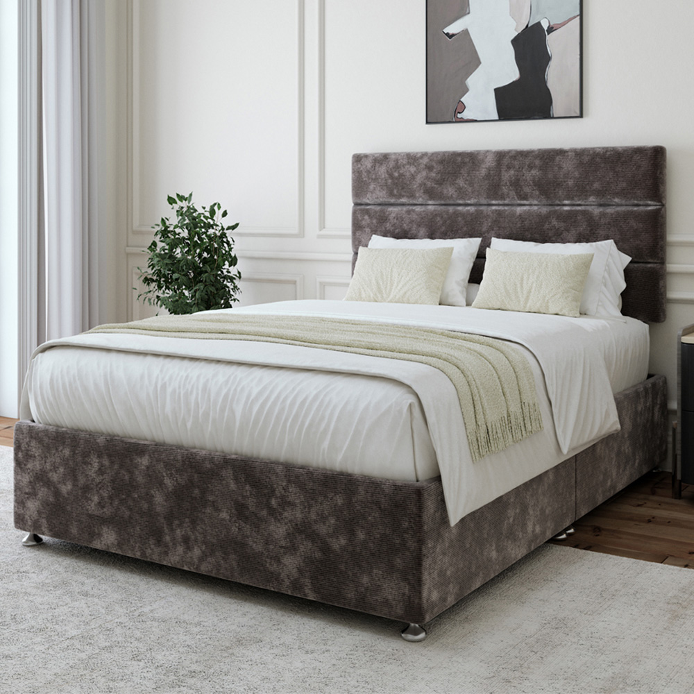 Bedmaster Grey Double Charcoal Chenille Divan Base With Milan Headboard Small