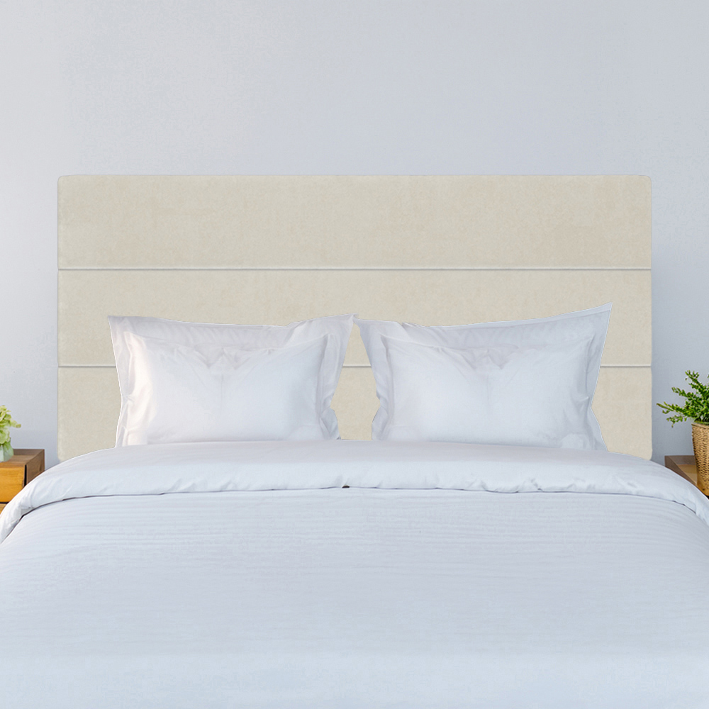 Bedmaster Super King Naples Velvet Headboard - Cream - Milan Lined