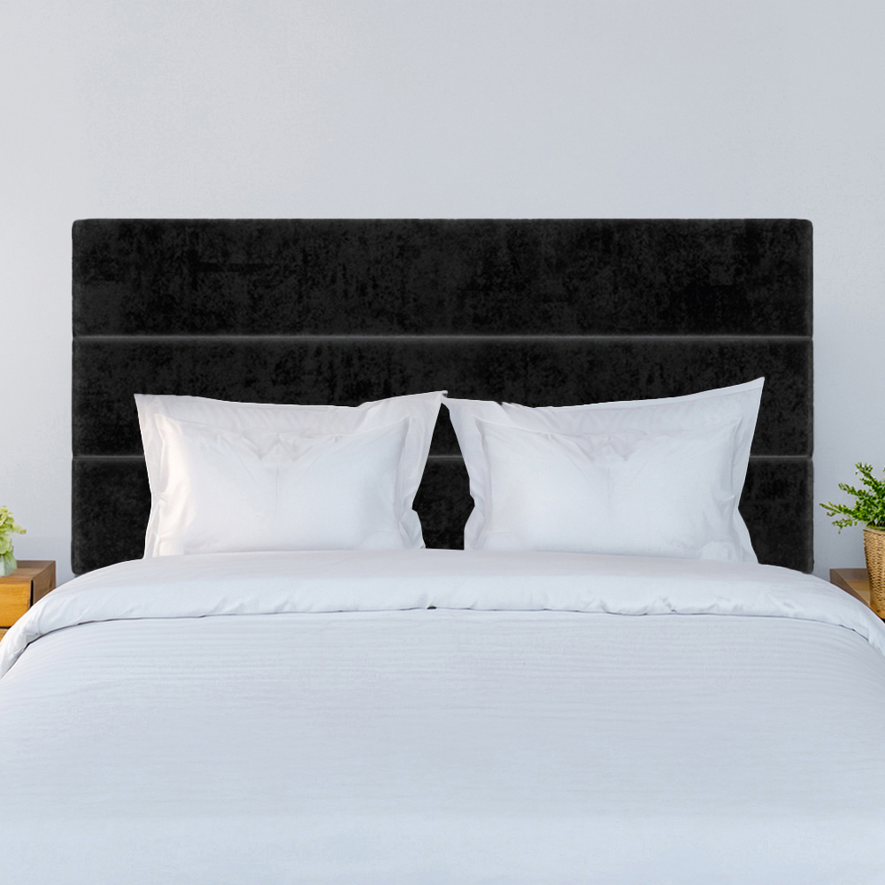 Bedmaster Super King Black Naples Velvet Milan Lined Headboard