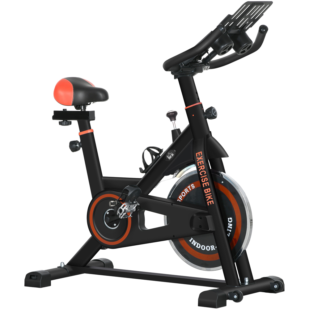 HOMCOM Black and Red Adjustable Resistance Exercise Bike