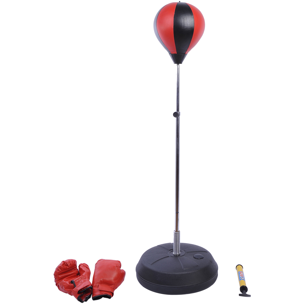 HOMCOM Kids Black and Red Punching Bag Boxing Set