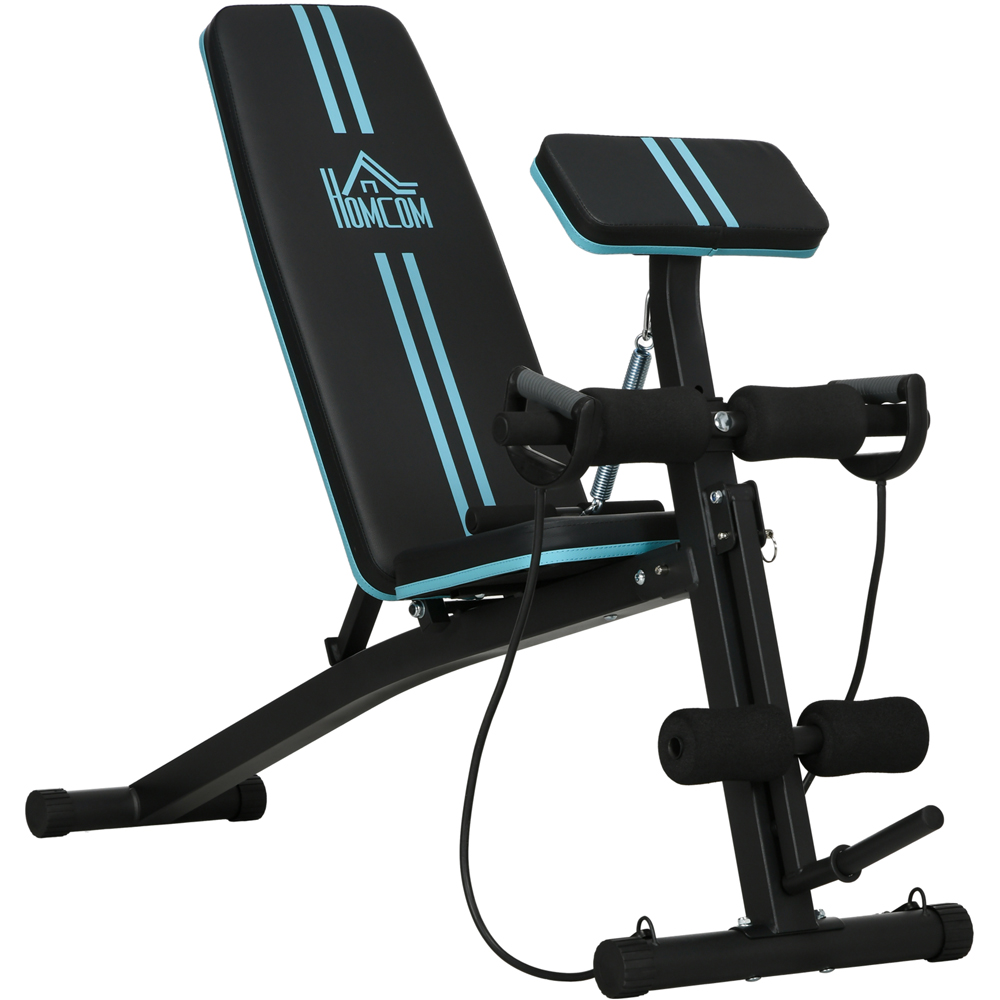 HOMCOM Blue Foldable and Adjustable Sit Up Weight Bench