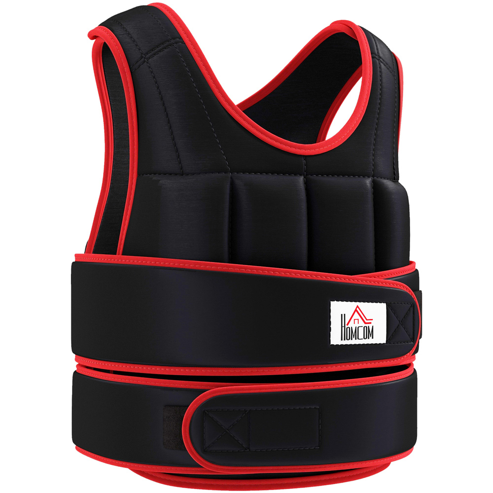 HOMCOM Black and Red Adjustable Metal Sand Weight Vest 20kg