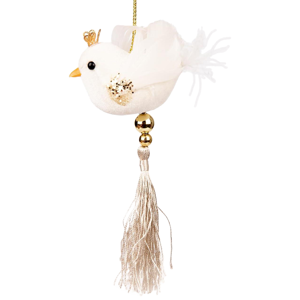 Shatchi White Robin Bird Hanging Christmas Decoration 3 Pack