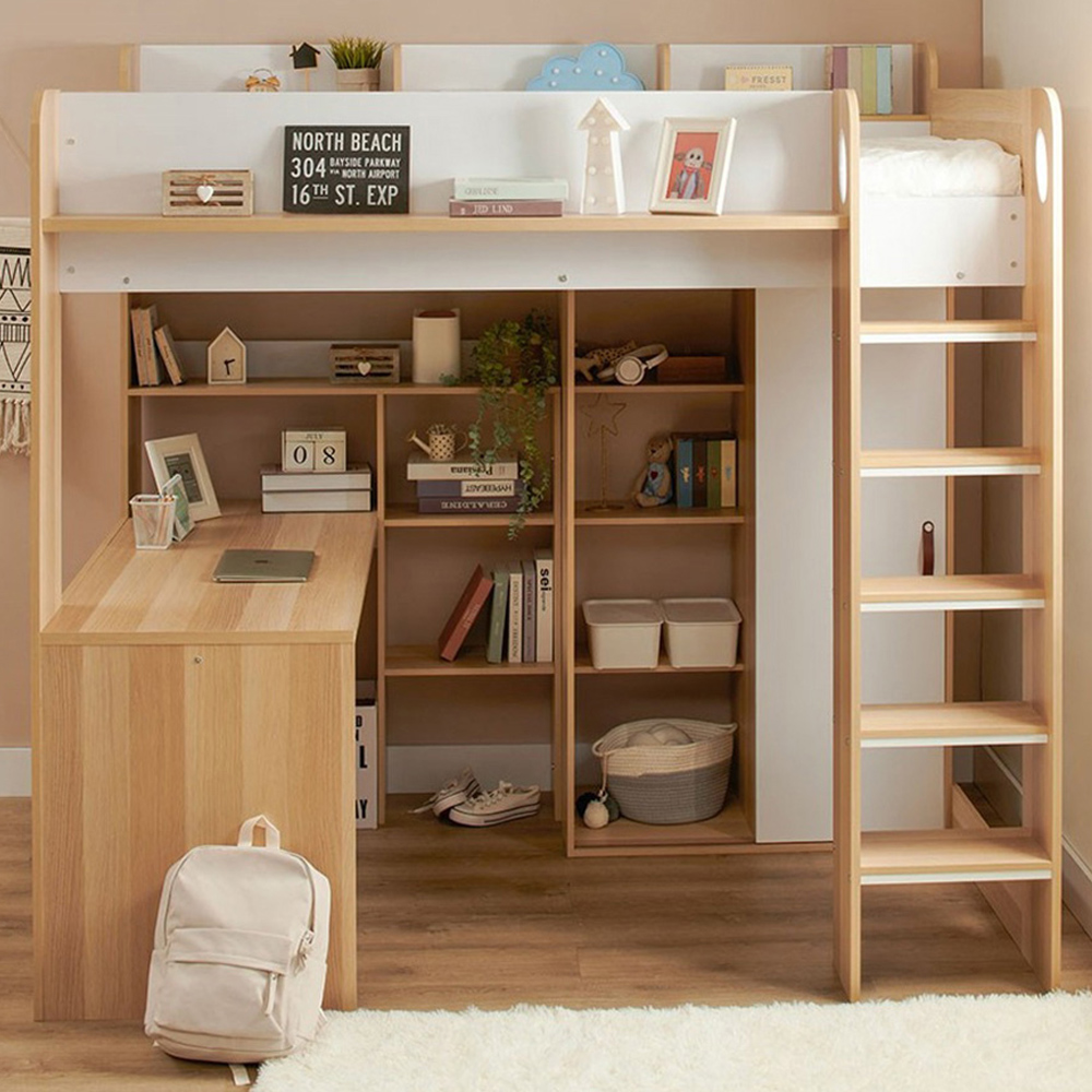 Flair Brown Ava Single High Sleeper Bed With Desk Wardrobe And Storage