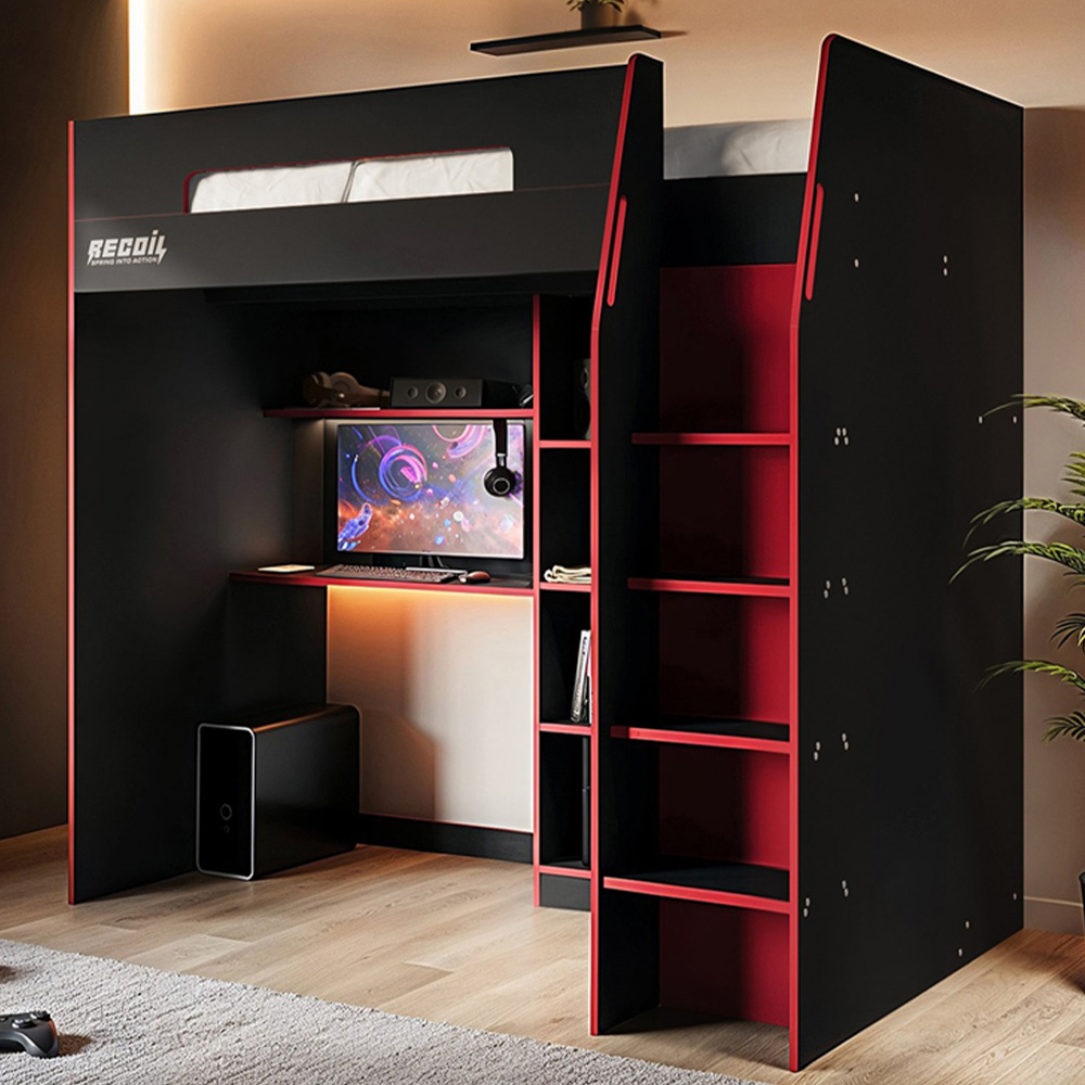 Flair Summit Single Black and Red Gaming High Sleeper