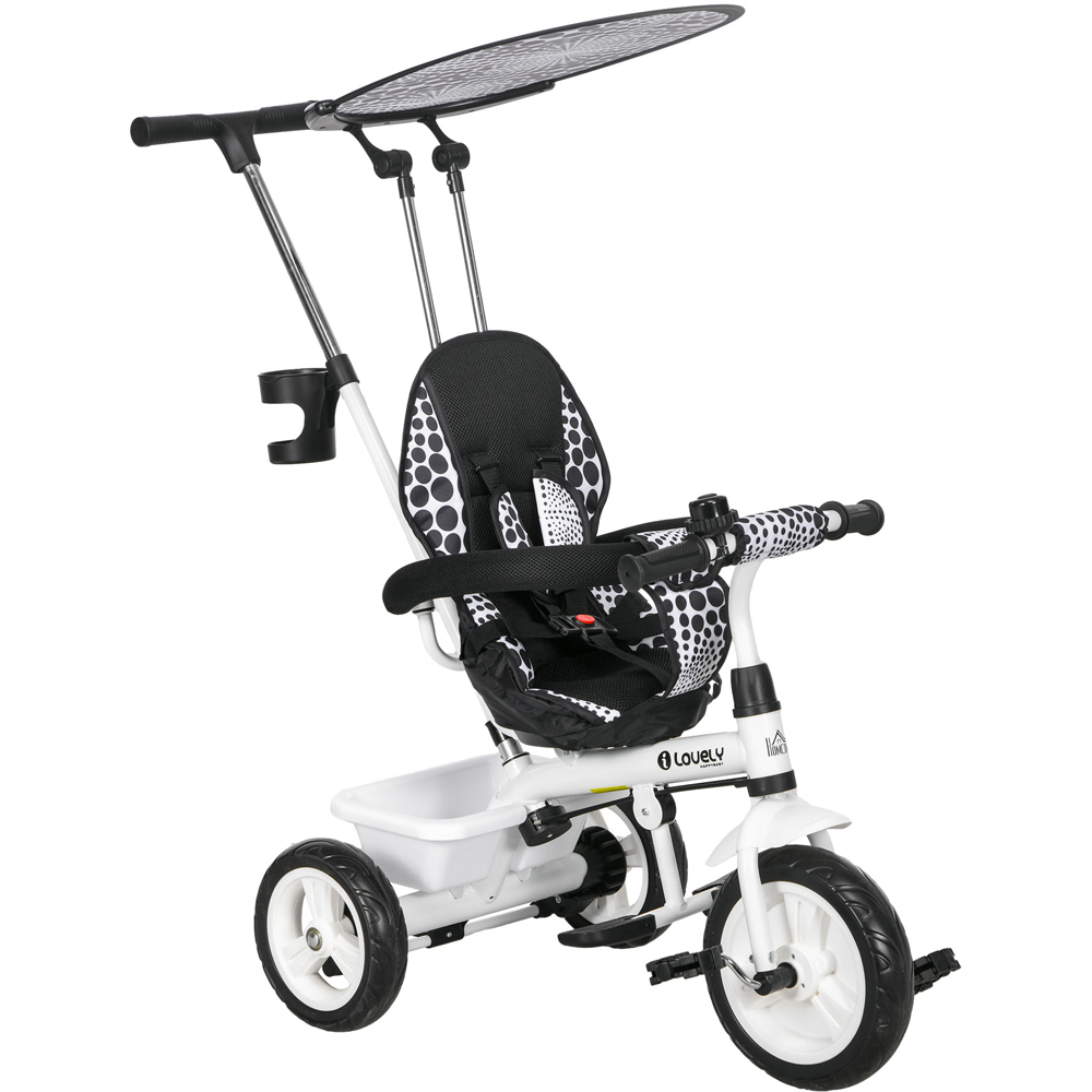 Tommy Toys White 6 in 1 Kids Tricycle with Removable Handle