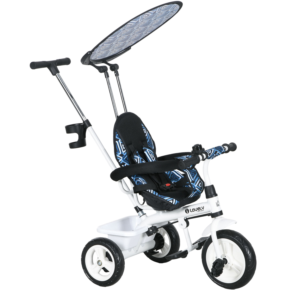 Tommy Toys Blue 6 in 1 Kids Tricycle with Removable Handle