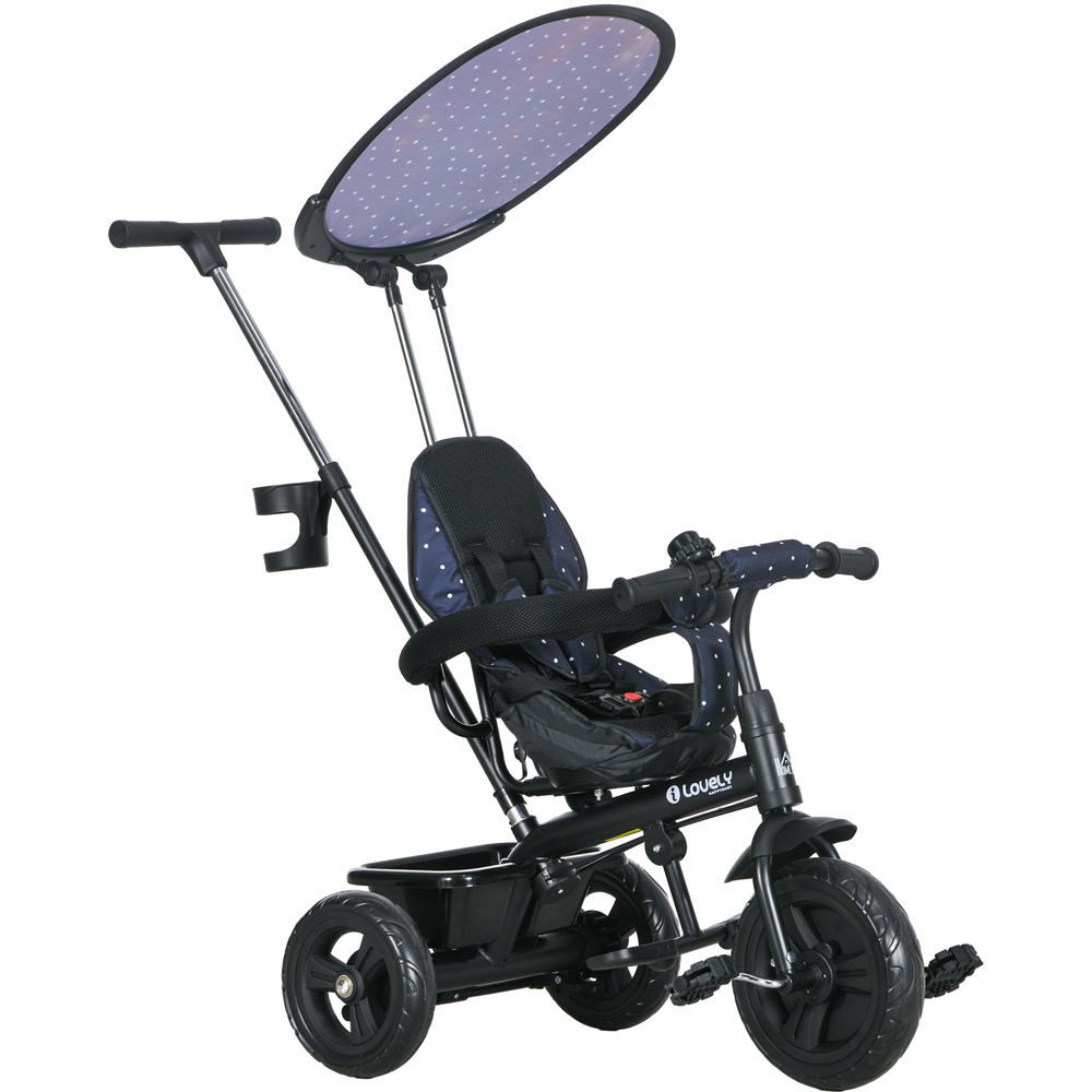 Tommy Toys Dark Blue 6 in 1 Kids Tricycle with Removable Handle