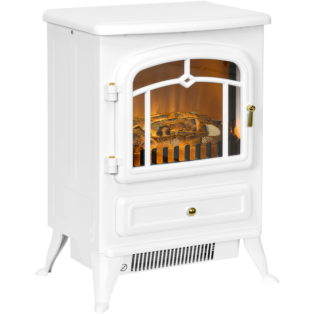 HOMCOM White Freestanding Electric Fireplace Heater 1850W