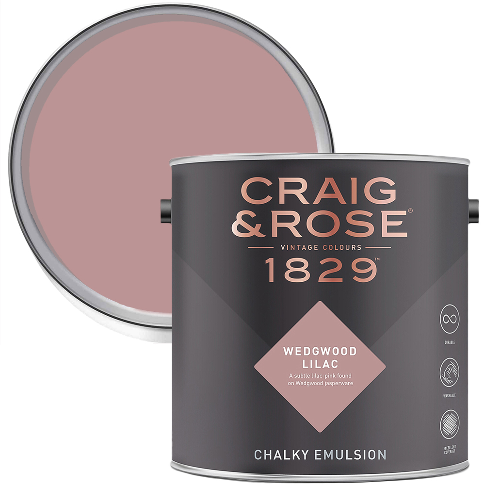 Craig & Rose 1829 Vintage Walls and Ceilings Wedgwood Lilac Chalky Matt Emulsion Paint 2.5L