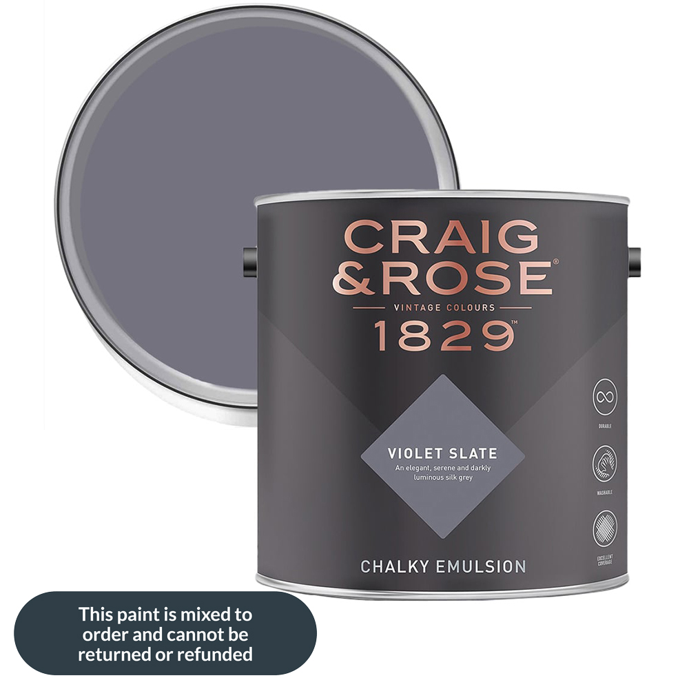 Craig & Rose 1829 Vintage Walls and Ceilings Violet Slate Chalky Matt Emulsion Paint 2.5L