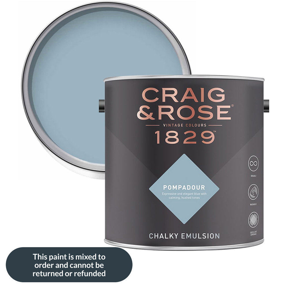 Craig & Rose 1829 Vintage Walls and Ceilings Pompadour Chalky Matt Emulsion Paint 2.5L