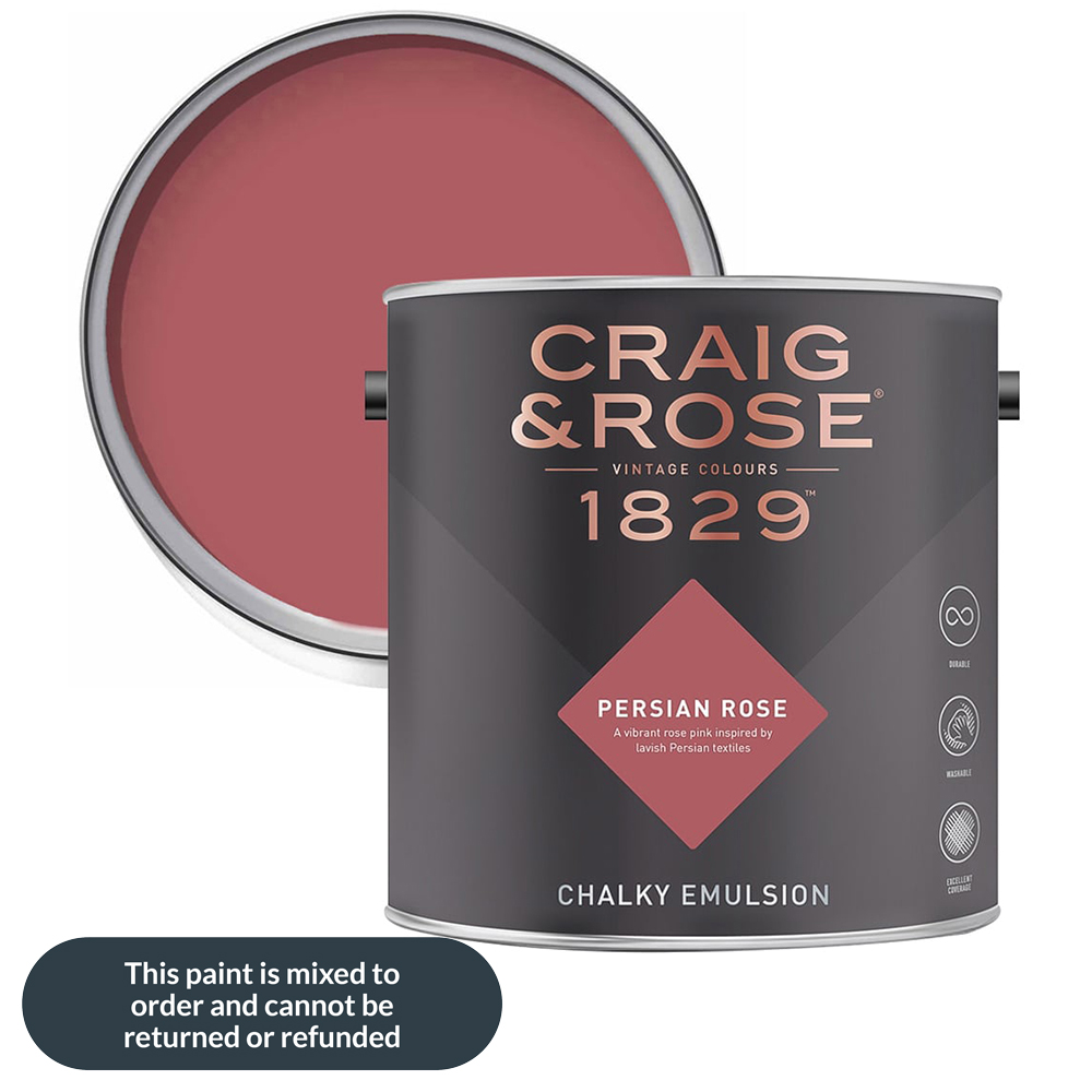Craig & Rose 1829 Vintage Walls and Ceilings Persian Rose Chalky Matt Emulsion Paint 2.5L