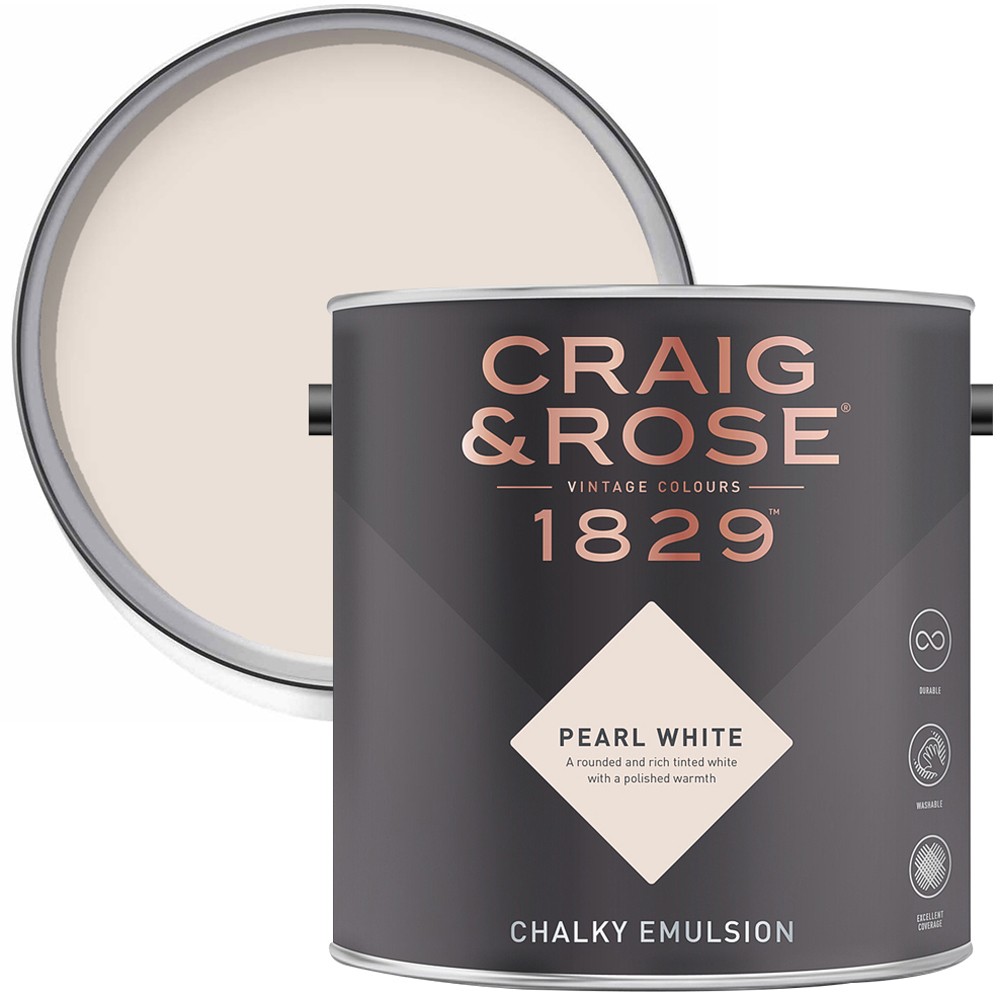 Craig & Rose 1829 Vintage Walls and Ceilings Pearl White Chalky Matt Emulsion Paint 2.5L