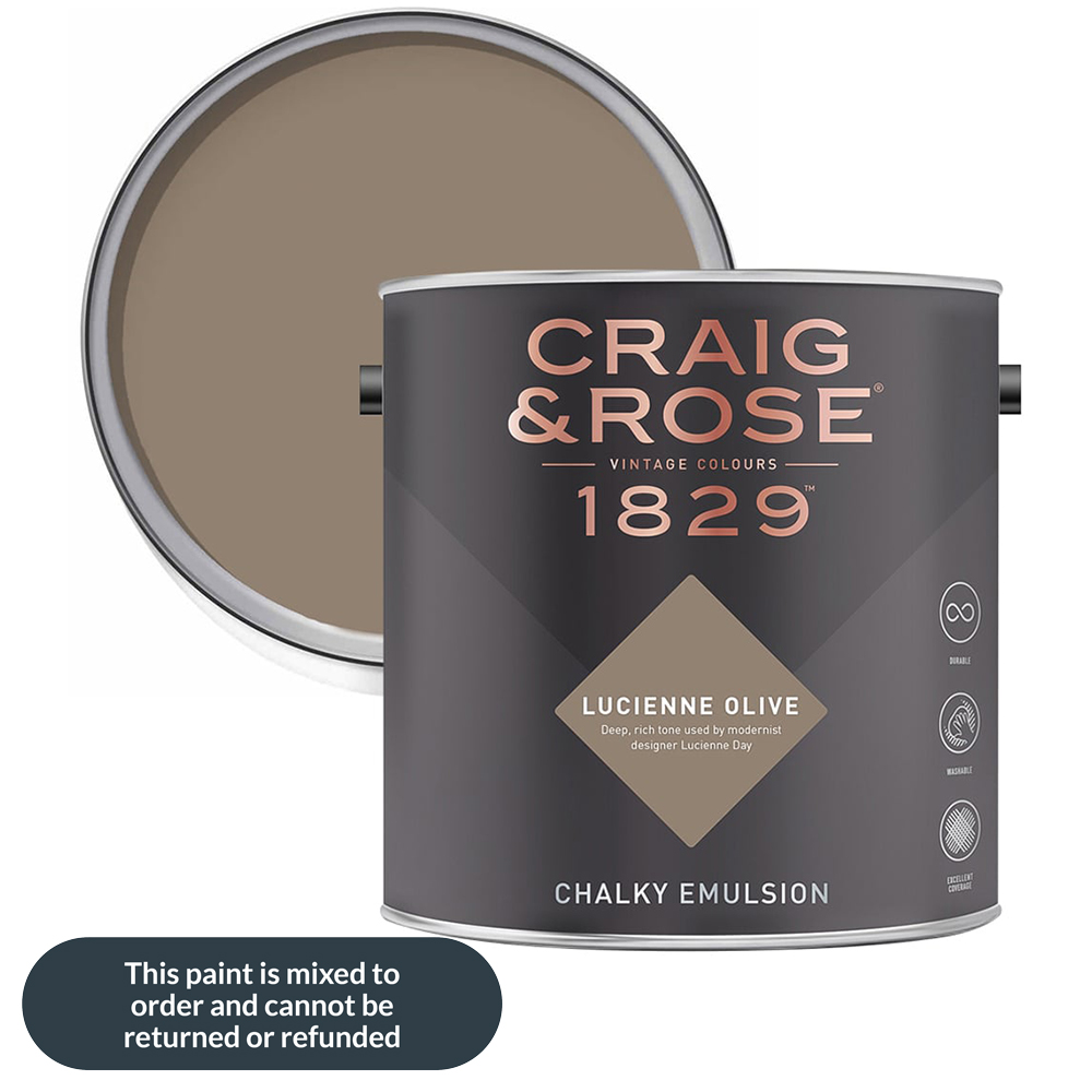 Craig & Rose 1829 Vintage Walls and Ceilings Lucienne Olive Chalky Matt Emulsion Paint 2.5L