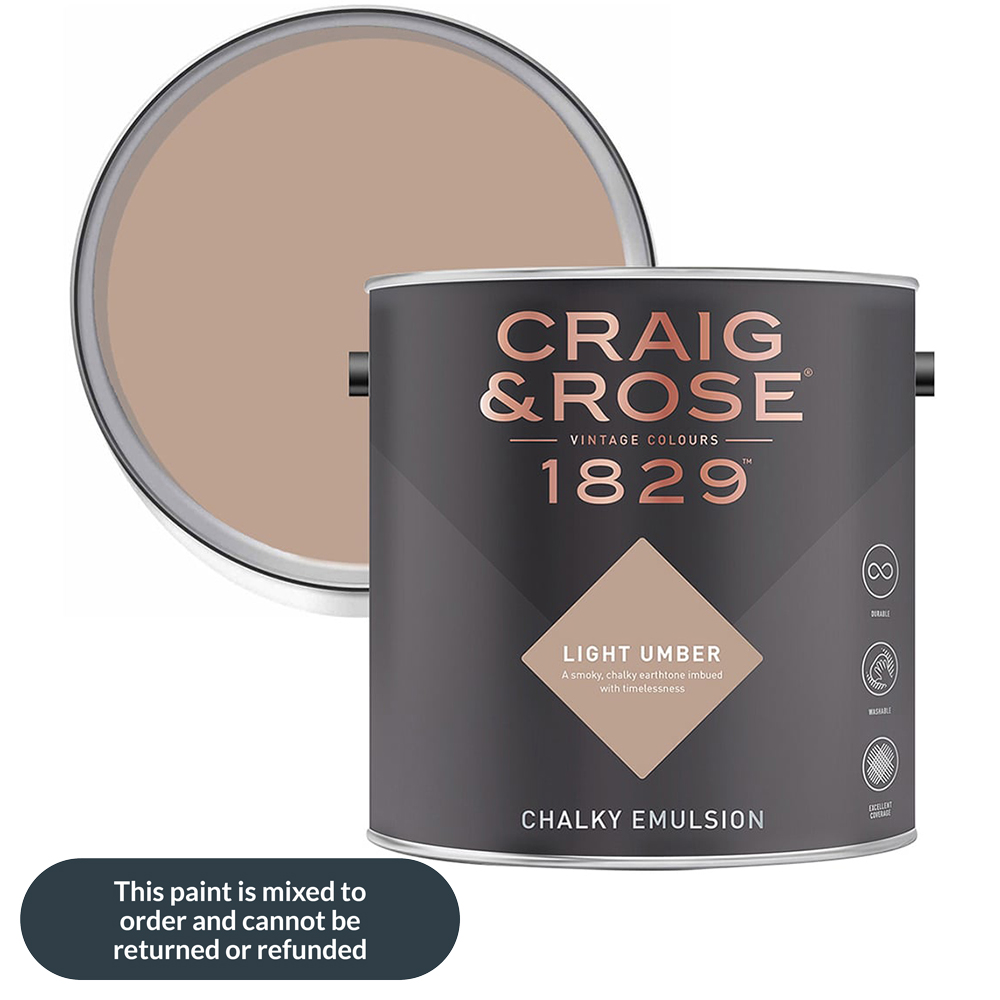 Craig & Rose 1829 Vintage Walls and Ceilings Light Umber Chalky Matt Emulsion Paint 2.5L