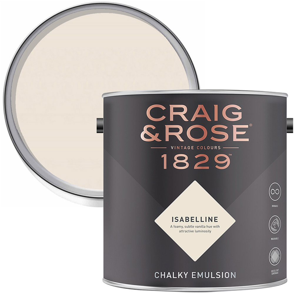 Craig & Rose 1829 Vintage Walls and Ceilings Isabelline Chalky Matt Emulsion Paint 2.5L