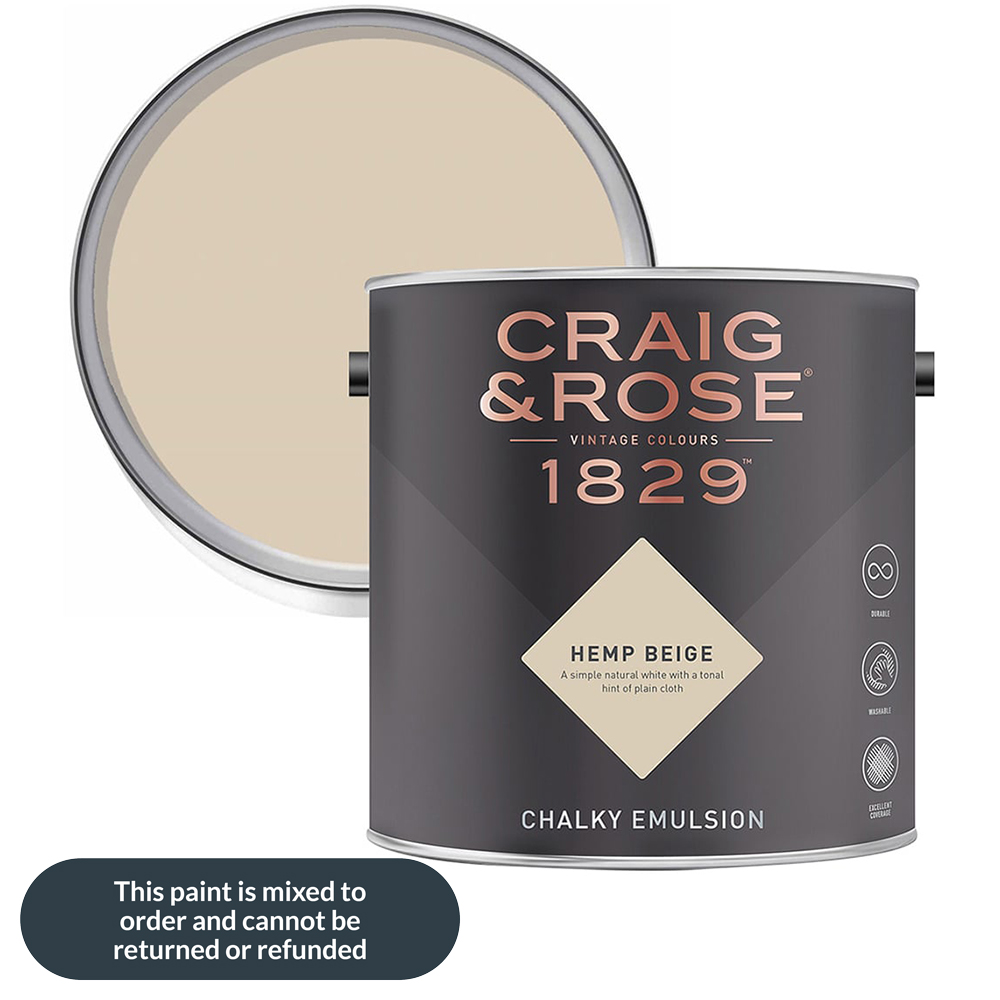 Craig & Rose 1829 Vintage Walls and Ceilings Hemp Beige Chalky Matt Emulsion Paint 2.5L