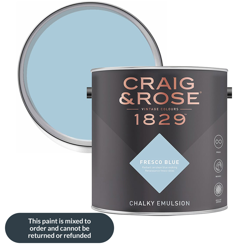 Craig & Rose 1829 Vintage Walls and Ceilings Fresco Blue Chalky Matt Emulsion Paint 2.5L