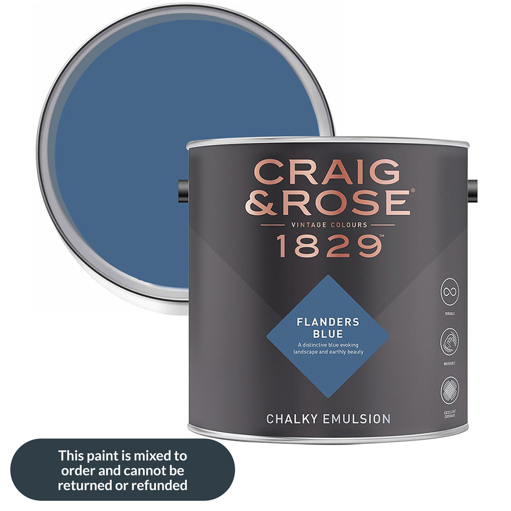 Craig & Rose 1829 Vintage Walls and Ceilings Flanders Blue Chalky Matt Emulsion Paint 2.5L