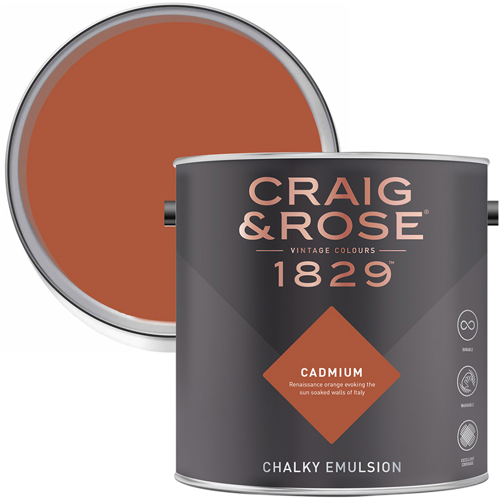 Craig & Rose 1829 Vintage Walls and Ceilings Cadmium Chalky Matt Emulsion Paint 2.5L