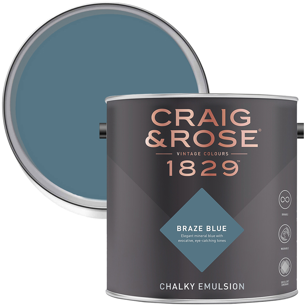 Craig & Rose 1829 Vintage Walls and Ceilings Braze Blue Chalky Matt Emulsion Paint 2.5L