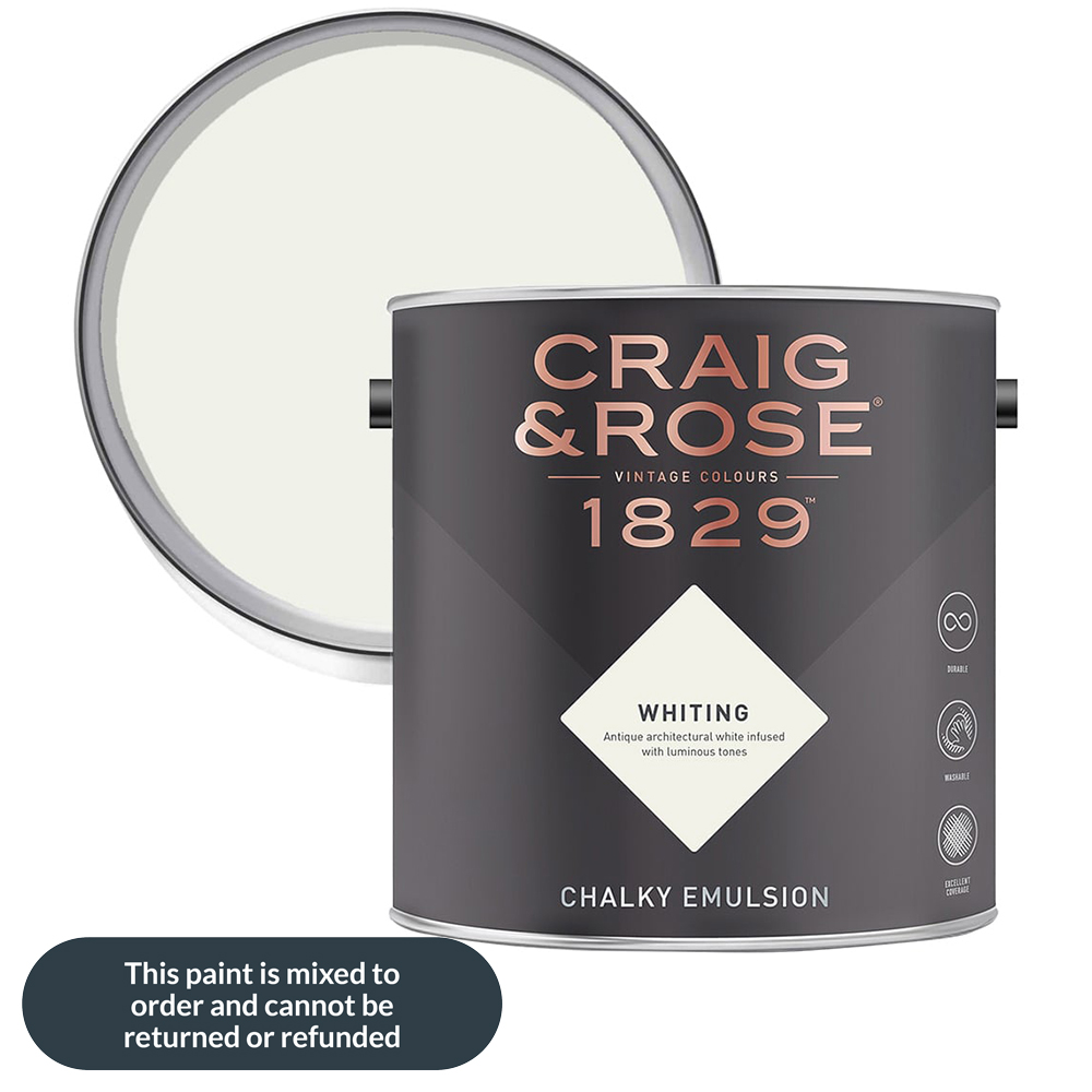 Craig & Rose 1829 Vintage Walls and Ceilings Whiting Chalky Matt Emulsion Paint 2.5L