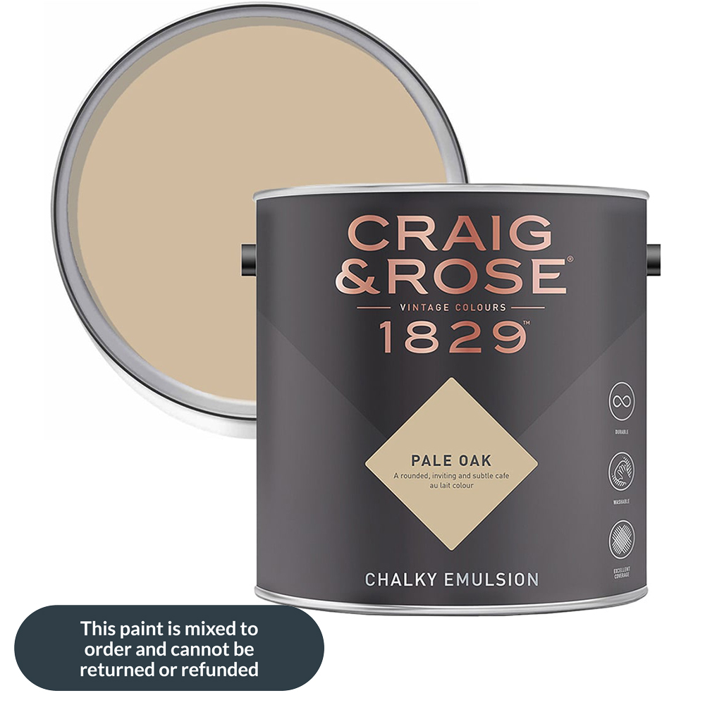 Craig & Rose 1829 Vintage Walls and Ceilings Pale Oak Chalky Matt Emulsion Paint 2.5L