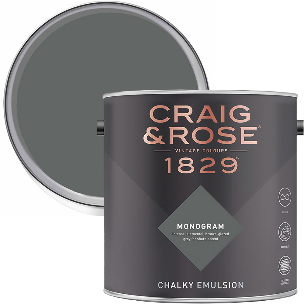 Craig & Rose 1829 Vintage Walls and Ceilings Monogram Chalky Matt Emulsion Paint 2.5L