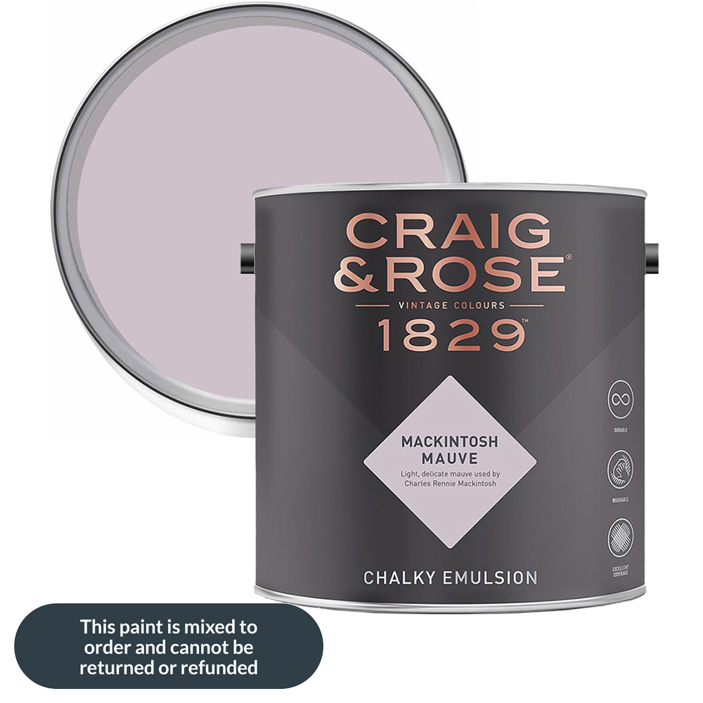 Craig & Rose 1829 Vintage Walls and Ceilings Mackintosh Mauve Chalky Matt Emulsion Paint 2.5L
