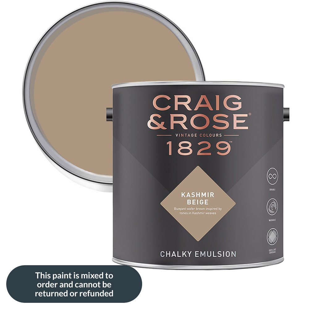 Craig & Rose 1829 Vintage Walls and Ceilings Kashmir Beige Chalky Matt Emulsion Paint 2.5L