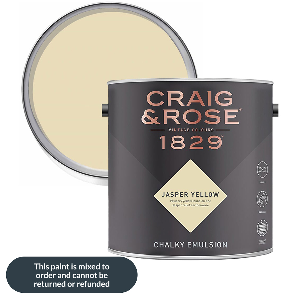 Craig & Rose 1829 Vintage Walls and Ceilings Jasper Yellow Chalky Matt Emulsion Paint 2.5L