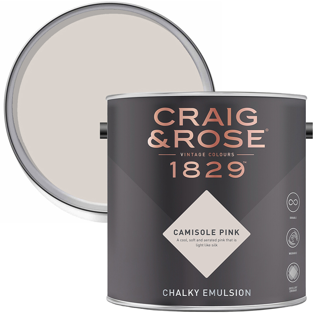 Craig & Rose 1829 Vintage Walls and Ceilings Camisole Pink Chalky Matt Emulsion Paint 2.5L