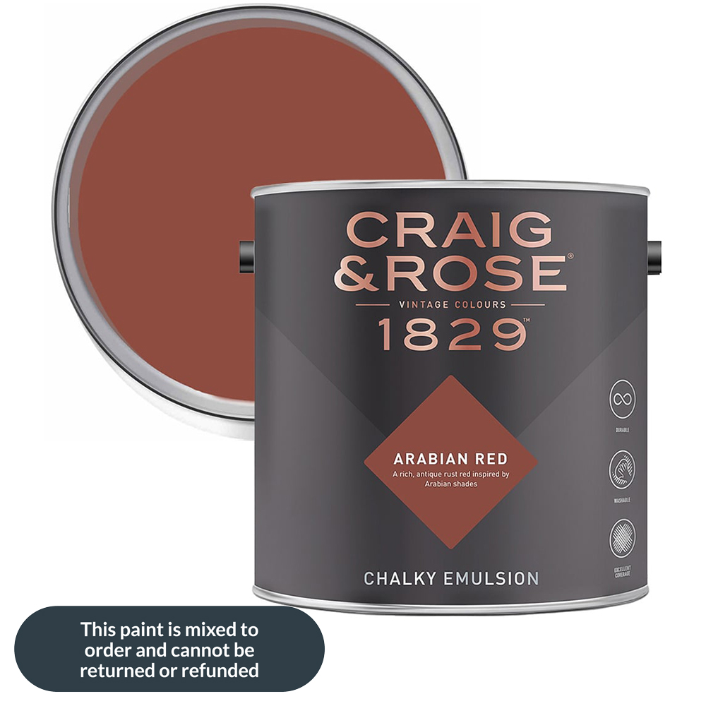 Craig & Rose 1829 Vintage Walls and Ceilings Arabian Red Chalky Matt Emulsion Paint 2.5L