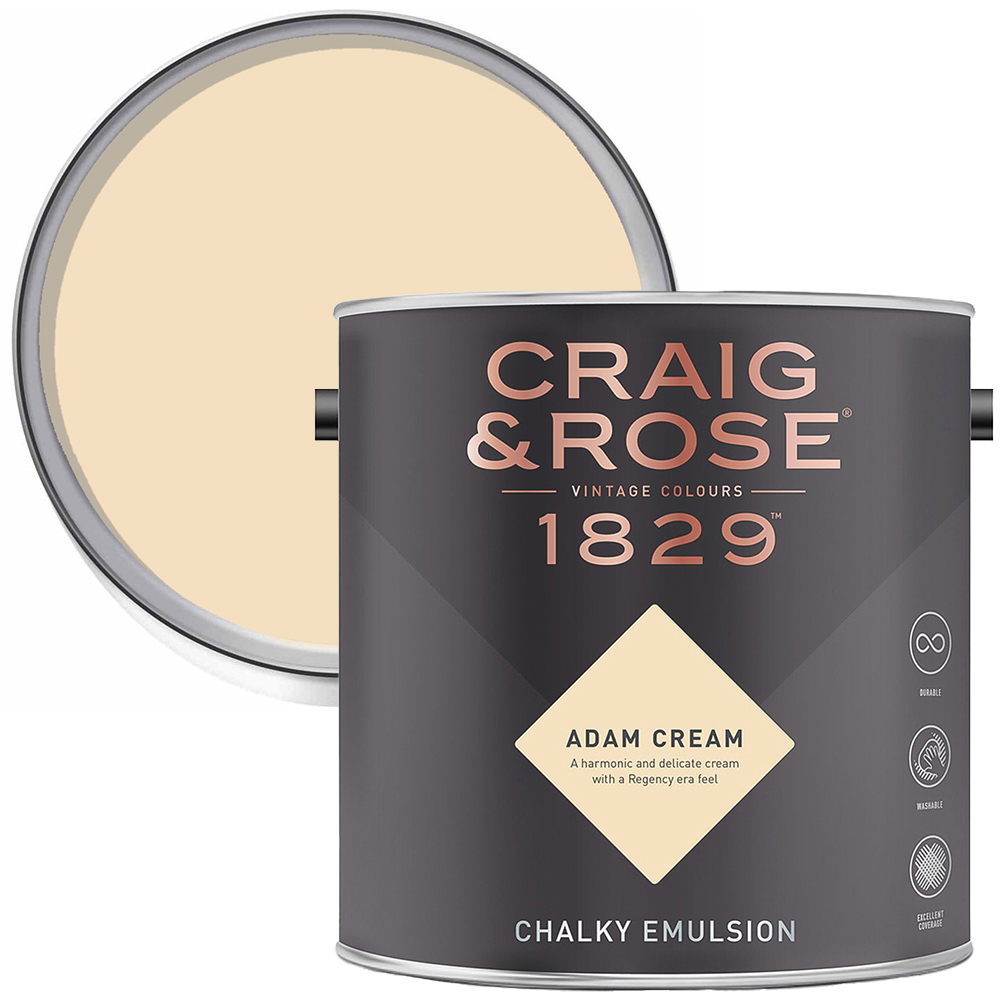 Craig & Rose 1829 Vintage Walls and Ceilings Adam Cream Chalky Matt Emulsion Paint 2.5L