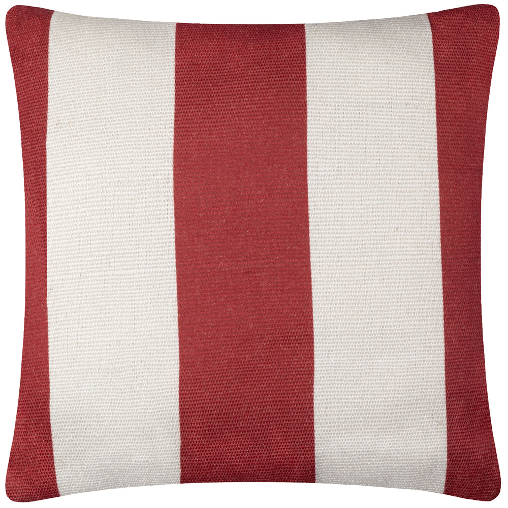 furn. Deck Stripe White and Red Woven Polyester Filled Outdoor Cushion 59 x 59cm